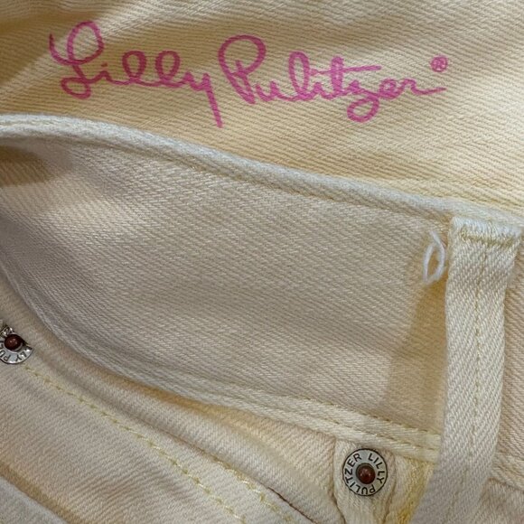 Lilly Pulitzer Womens Size 14 Cream Worth Straight Jeans Cotton Blend - Picture 6 of 7